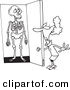 Cartoon Vector of Cartoon Skeleton in a Woman's Closet - Coloring Page Outline by Toonaday