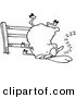 Cartoon Vector of Cartoon Sleepy Sheep by a Fence - Coloring Page Outline by Toonaday
