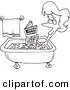 Cartoon Vector of Cartoon Woman Reading in the Bath Tub - Coloring Page Outline by Toonaday