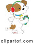 Cartoon Vector of Cute Puppy Dog Wagging His Tail and Listening to Music Through an Mp3 Player by Maria Bell