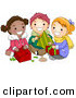 Cartoon Vector of Diverse Kids Opening Gifts on Christmas by BNP Design Studio