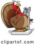 Cartoon Vector of Fat Turkey Bird Looking Shocked at Its Weight on a Scale by Mascot Junction