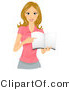 Cartoon Vector of Girl Pointing at Page Within Blank Book by BNP Design Studio