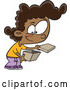 Cartoon Vector of Happy Black Girl Opening a Box by Toonaday