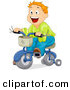 Cartoon Vector of Happy Boy Riding Bicycle with Training Wheels by BNP Design Studio