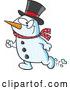 Cartoon Vector of Happy Christmas Snowman Walking by Toonaday