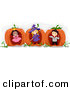 Cartoon Vector of Happy Halloween Kids Playing in Giant Pumpkins by BNP Design Studio
