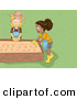 Cartoon Vector of Happy Kids Planting in a Raised Garden Bed by BNP Design Studio
