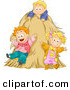 Cartoon Vector of Happy Kids Playing on Hay Stack by BNP Design Studio