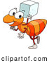 Cartoon Vector of Happy Orange Ant Carrying a Sugar Cube by