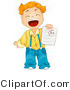 Cartoon Vector of Happy School Boy with a Plus Report Card by BNP Design Studio