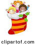Cartoon Vector of Kids in a Christmas Stocking by BNP Design Studio