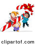 Cartoon Vector of Kids Playing on a Big Candy Cane on Christmas by BNP Design Studio