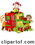 Cartoon Vector of Kids Working in a Gift Factory During Christmas by BNP Design Studio