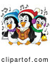 Cartoon Vector of Penguins Singing Christmas Carols by Visekart