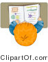 Cartoon Vector of School Boy Reading Book at His Desk by BNP Design Studio