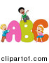 Cartoon Vector of School Kids Playing on Alphabet a B C Letters by BNP Design Studio