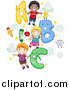 Cartoon Vector of School Kids with a B C Letters by BNP Design Studio