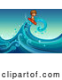Cartoon Vector of Surfer Boy Riding a Wave 2 by