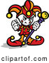 Cartoon Vector of Tough Little Jester Holding a Fist and Staff by Chromaco