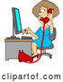 Cartoon Vector of White Female Secretary Taking a Phone Call by Djart