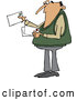 Cartoon Vector of White Man Looking at Letter Mail Envelopes by Djart