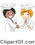 Vector Cartoon of 2 Happy Graduates Shaking Hands by BNP Design Studio