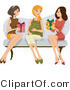 Vector of 2 Young Ladies Giving Their Pregnant Friend Presents at a Baby Shower by BNP Design Studio