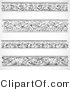Vector of 4 Unique Ornamental Vines - Black and White Digital Collage Borders by BestVector