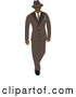 Vector of 40s Styled Black Business Man Walking in a Blue Suit by Pams Clipart