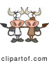 Vector of a 2 Cartoon Bull Cows Posing Together by Toonaday