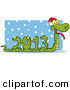 Vector of a 2013 Snake Wearing a Santa Hat by Hit Toon