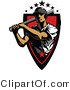 Vector of a 7 Star Baseball Player Athlete Holding a Bat Within a Red Badge by Chromaco