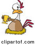 Vector of a Award Winning Cartoon Chicken Holding a Trophy by Toonaday