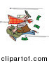 Vector of a Bank Robber Running with Money, Bullets Flying past by Toonaday