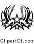 Vector of a Baseball Lotus with 4 Stars - Black and White by Chromaco