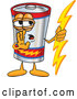 Vector of a Battery Mascot Holding a Bolt of Energy and Whispering by Mascot Junction