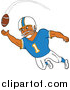 Vector of a Black American Football Player Receiver Catching a Ball by LaffToon