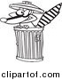 Vector of a Black and White Raccoon in a Trash Can by Toonaday