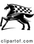 Vector of a Black Horse with a Checkered Racing Flag Mane by Vector Tradition SM