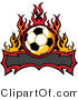 Vector of a Blank Tribal Banner Below Soccer Ball with Flames by Chromaco