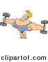 Vector of a Blond Buff Male Bodybuilder Wearing a Look at Me Shirt and Lifting Weights by Toonaday