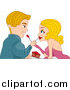 Vector of a Blond Caucasian Couple Feeding Each Other Cake by BNP Design Studio