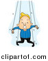Vector of a Blond White Man Attached to Puppet Strings by BNP Design Studio