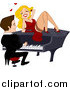 Vector of a Blond Woman Flirting with a Pianist by BNP Design Studio