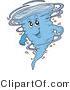 Vector of a Blue Cartoon Tornado Mascot Grinning and Spinning by Visekart