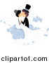 Vector of a Bride and Groom Smooching on a Cloud by BNP Design Studio