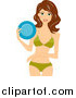 Vector of a Brunette Caucasian Summer Woman with a Frisbee by BNP Design Studio