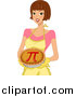 Vector of a Brunette White Female Baker Holding a Pie with a Pi Day Symbol by BNP Design Studio