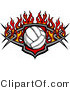 Vector of a Burning Volleyball over Shield Design by Chromaco